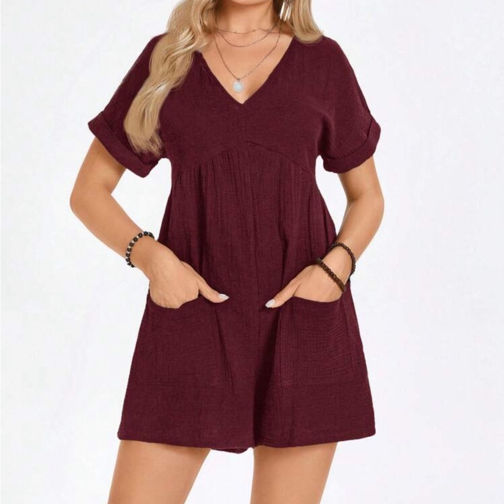 Women's Burgundy Jumpsuit